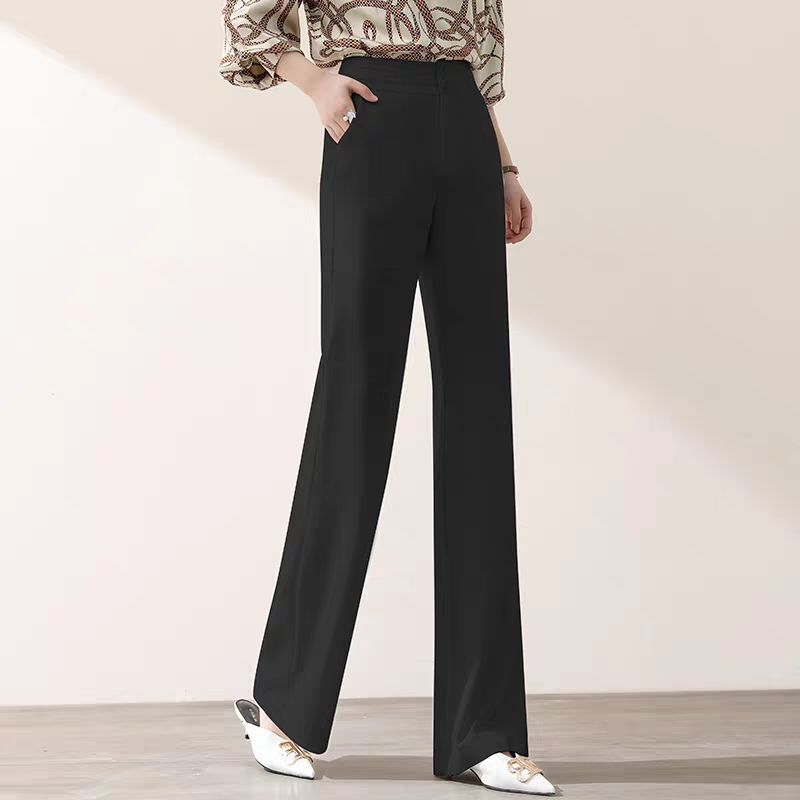 Salomé — Pantalon fluide à pli et taille haute — Noir