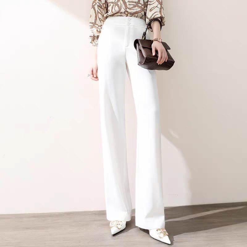 Salomé — Pantalon fluide à pli et taille haute — Blanc