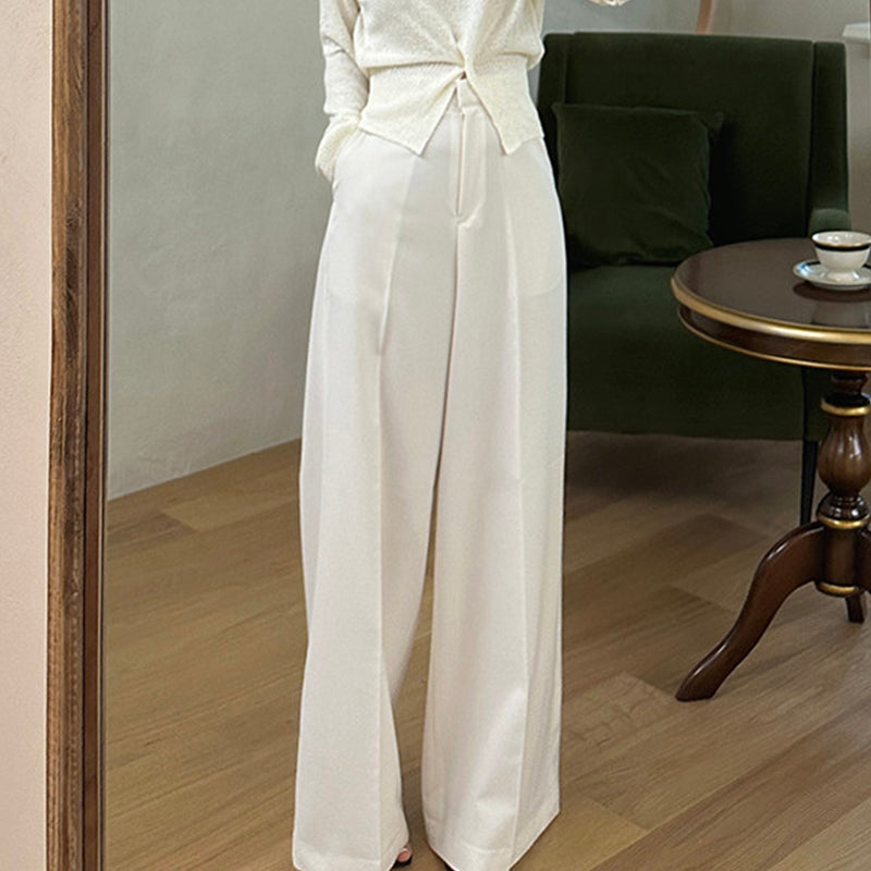 Sophie — Pantalon taille haute à jambes très larges — Blanc