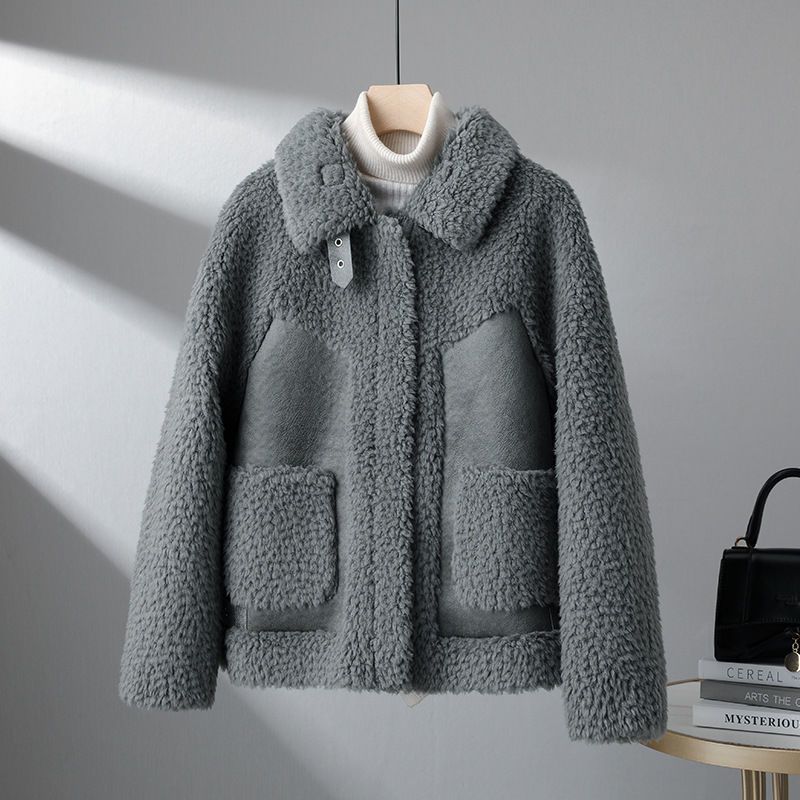 Hortense — Veste bouclée zippée à poches plaquées — Gris foncé
