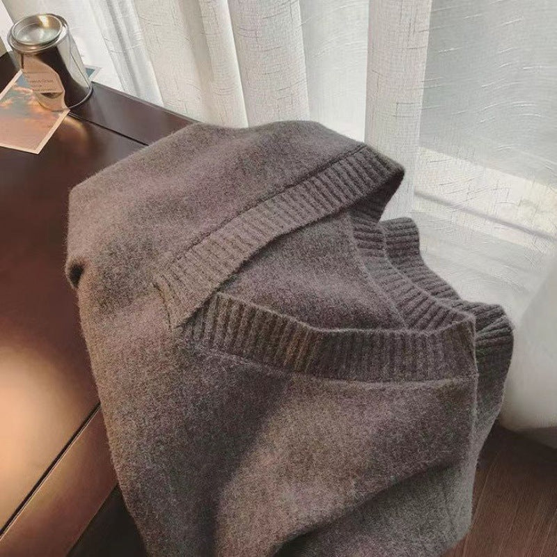 Lison — Pull sans manches à col V et bas fendu — Gris