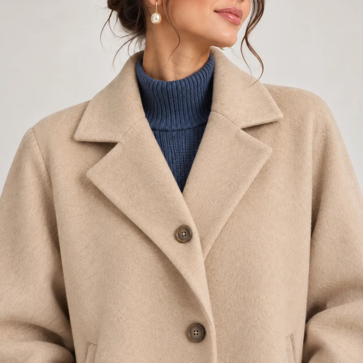 Agathe — Manteau long à coupe ample — détail et finition