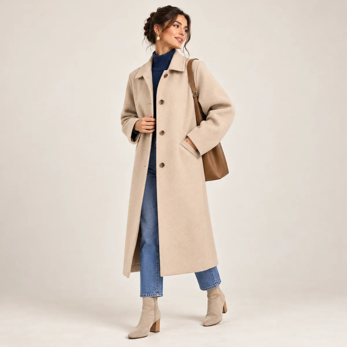 Agathe — Manteau long à coupe ample — détail et finition