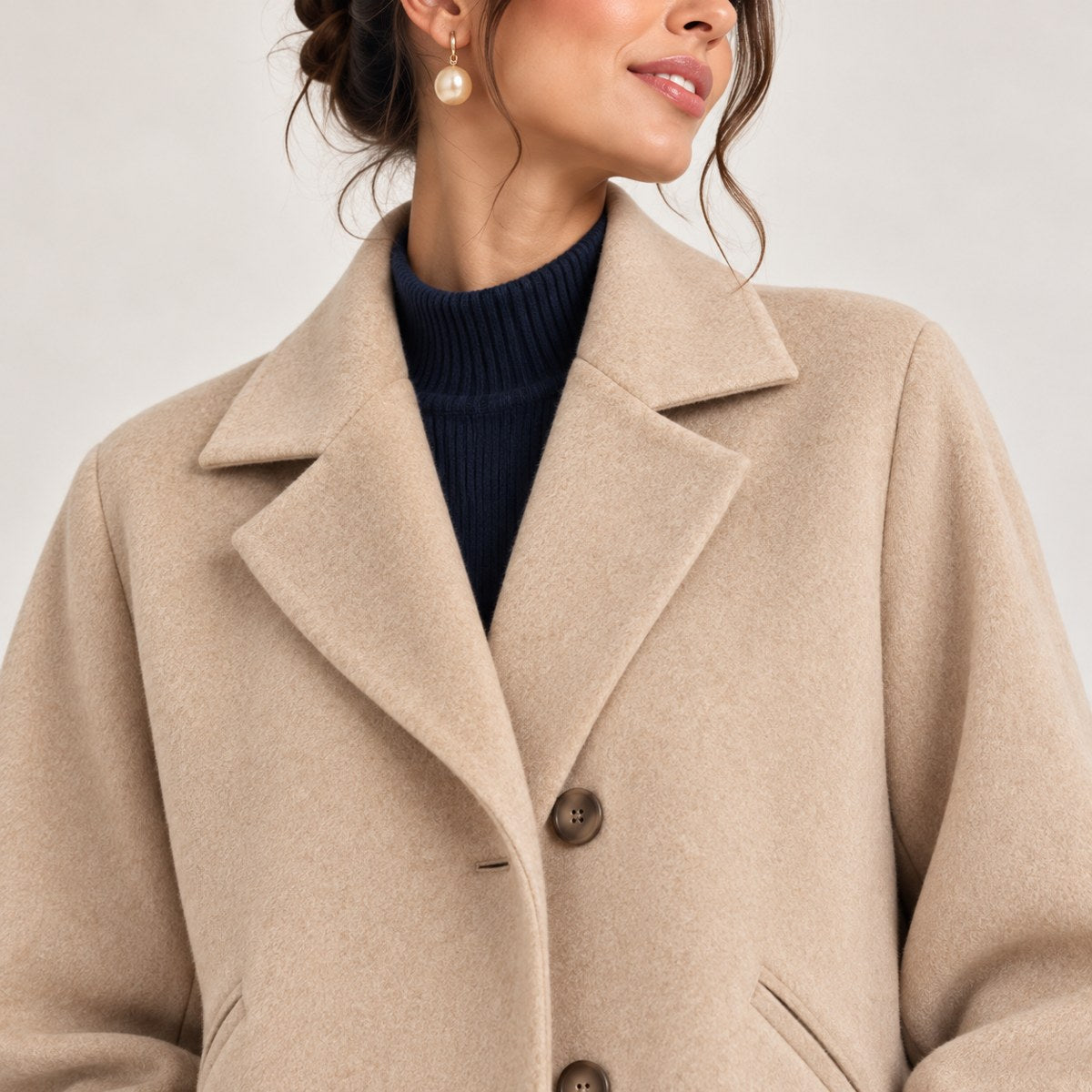Agathe — Manteau long à coupe ample — détail et finition
