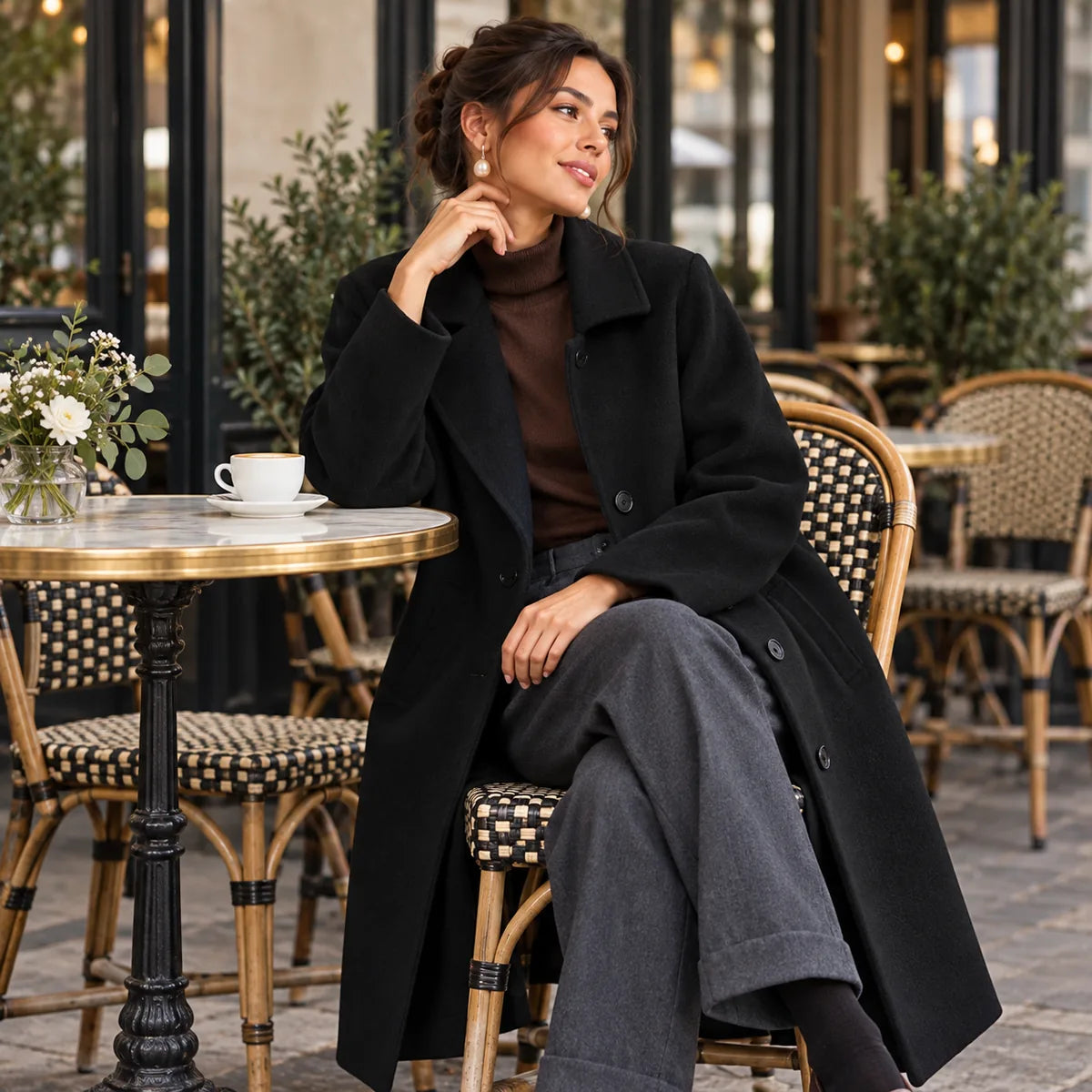 Agathe — Manteau long à coupe ample — mise en situation à Paris