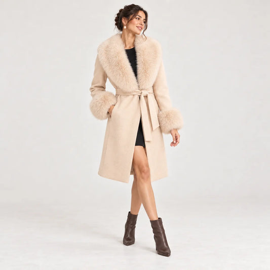Clémence — manteau camel, vue de face