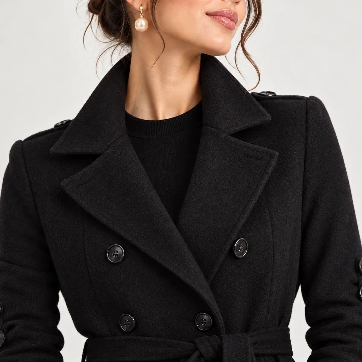 Diane — Manteau ajusté à ceinture — détail et finition
