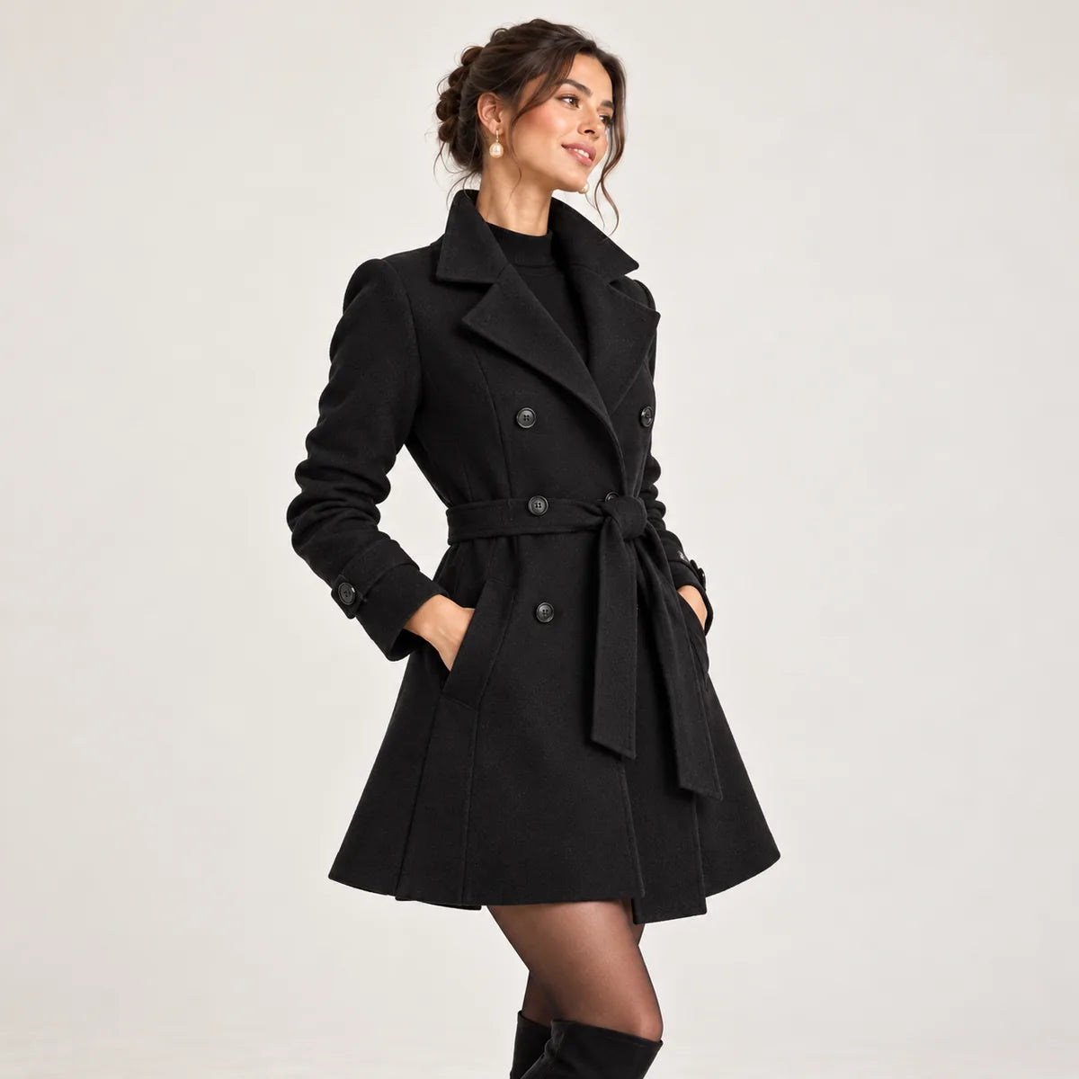Diane — Manteau ajusté à ceinture — détail et finition