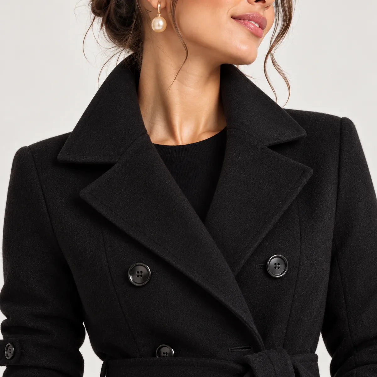 Diane — Manteau ajusté à ceinture — détail et finition