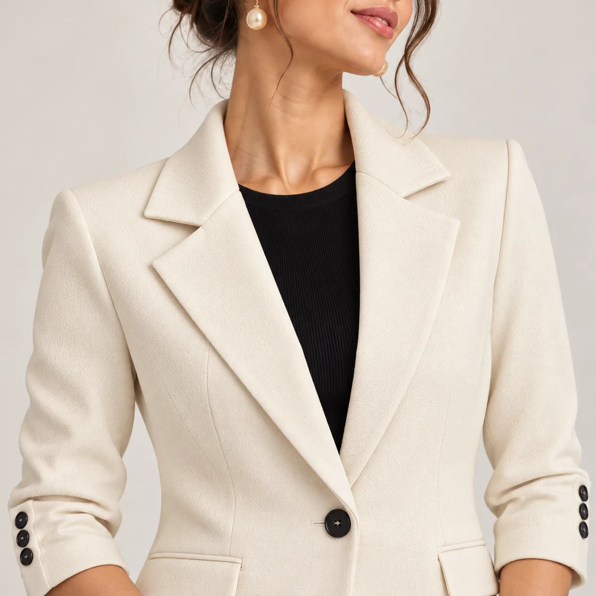 Valentine — Veste longue ou ensemble à col tailleur — détail et finition