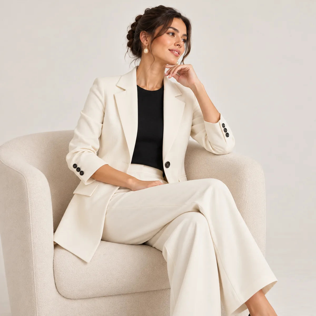 Valentine — Veste longue ou ensemble à col tailleur — détail et finition