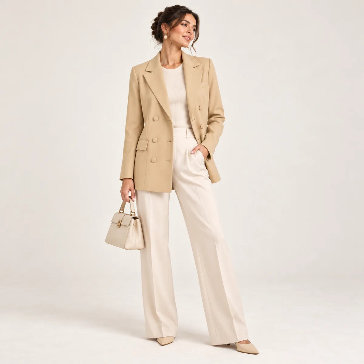 Cécile — Blazer long croisé à coupe droite — Jaune gingembre